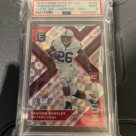 2018 Panini Elite DP #105 Saquon Barkley 49/49 (Red - Aspirations) PSA 9 Mint - Picture 2 of 2